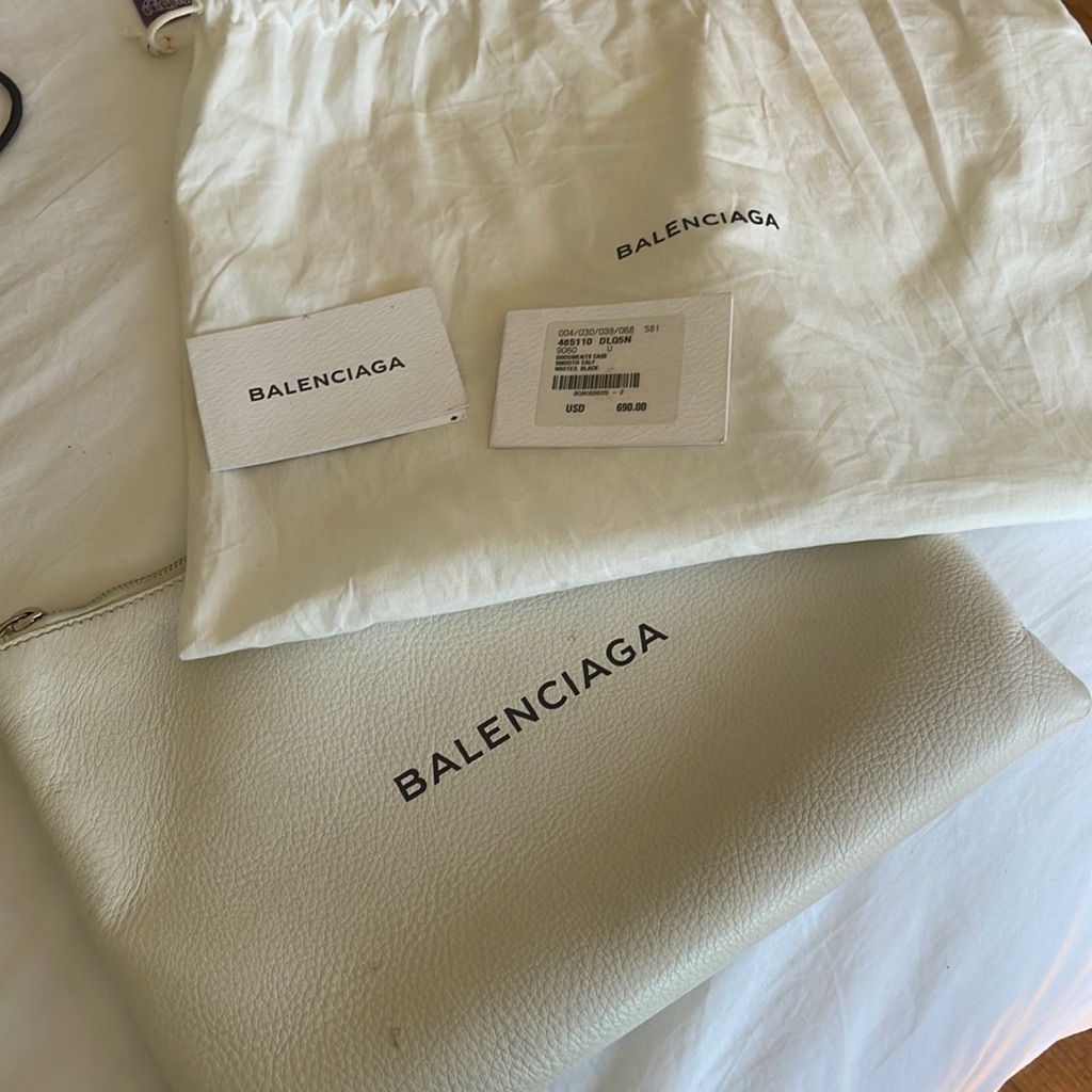 Balenciaga White Pouch With Dust Bag And Tag